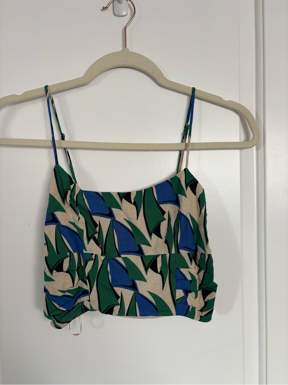 Zara Green, Blue & Cream Abstract Print Cami